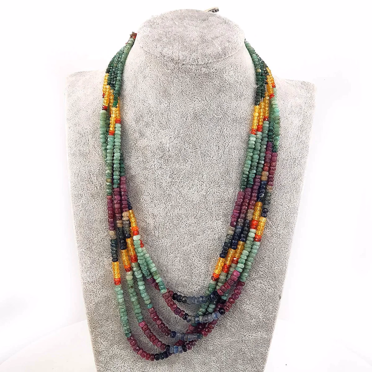 5 li Kolye Set Yakut, Zümrüt, Safir, Sarı Safir