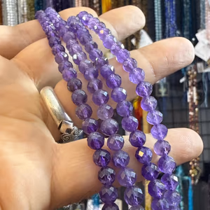 Ametist Faset Dizi 6 mm - Orijinal Şifalı Kristal - Görsel 1