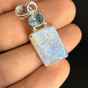 Aytaşı / Topaz Kolye Ucu Gümüş - Orijinal Şifalı Kristal - Görsel 1