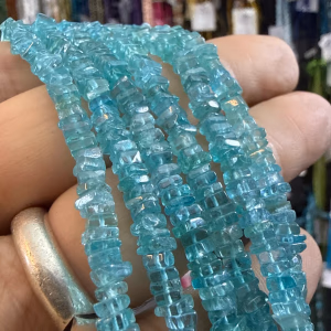 Blue Apatit 4x2 mm Dizi - Orijinal Şifalı Kristal - Görsel 1