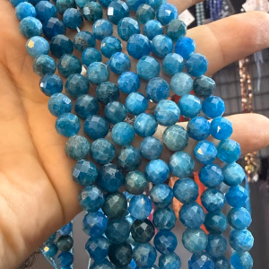 Blue Apatit A+ Faset Dizi 8 mm - Orijinal Şifalı Kristal - Görsel 1