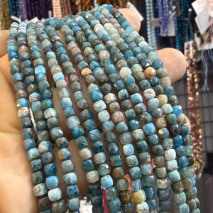 Blue Apatit Dizi Küp 4 mm - Orijinal Şifalı Kristal - Görsel 1