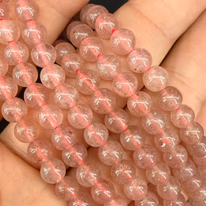 Çilek Kuvars Dizi 6mm - Orijinal Şifalı Kristal - Görsel 1