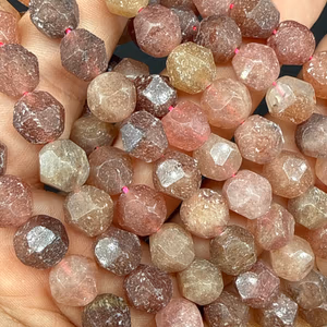 Çilek Kuvars Dizi Faset 10mm AAA - Orijinal Şifalı Kristal - Görsel 1