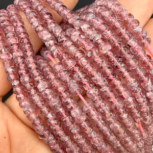 Çilek Kuvars Dizi Faset 4mm - Orijinal Şifalı Kristal - Görsel 1