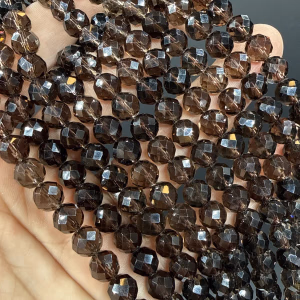 Dumanlı Kuvars Faset Dizi 8 mm - Orijinal Şifalı Kristal - Görsel 1