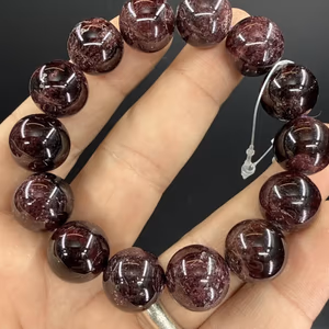 Garnet Bileklik 14mm - Orijinal Şifalı Kristal - Görsel 1