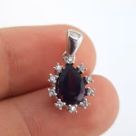Garnet (Lal) Kolye Ucu (Gümüş) Orijinal Kristal Detay Görseli 2