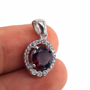Garnet (Lal) Kolye Ucu (Gümüş) - Orijinal Şifalı Kristal - Görsel 2