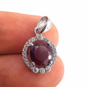 Garnet (Lal) Kolye Ucu (Gümüş) - Orijinal Şifalı Kristal - Görsel 2