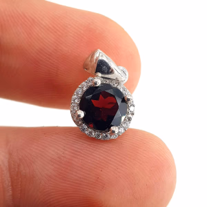 Garnet (Lal) Kolye Ucu (Gümüş) - Orijinal Şifalı Kristal - Görsel 2