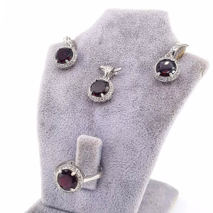 Garnet (Lal) Set (Gümüş) - Orijinal Şifalı Kristal - Görsel 1