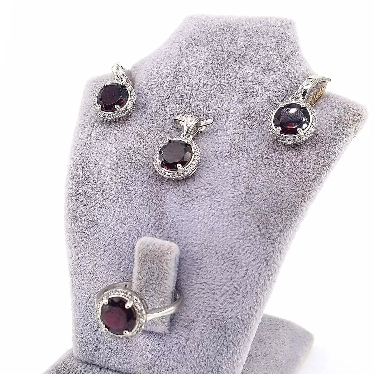 Garnet (Lal) Set (Gümüş)