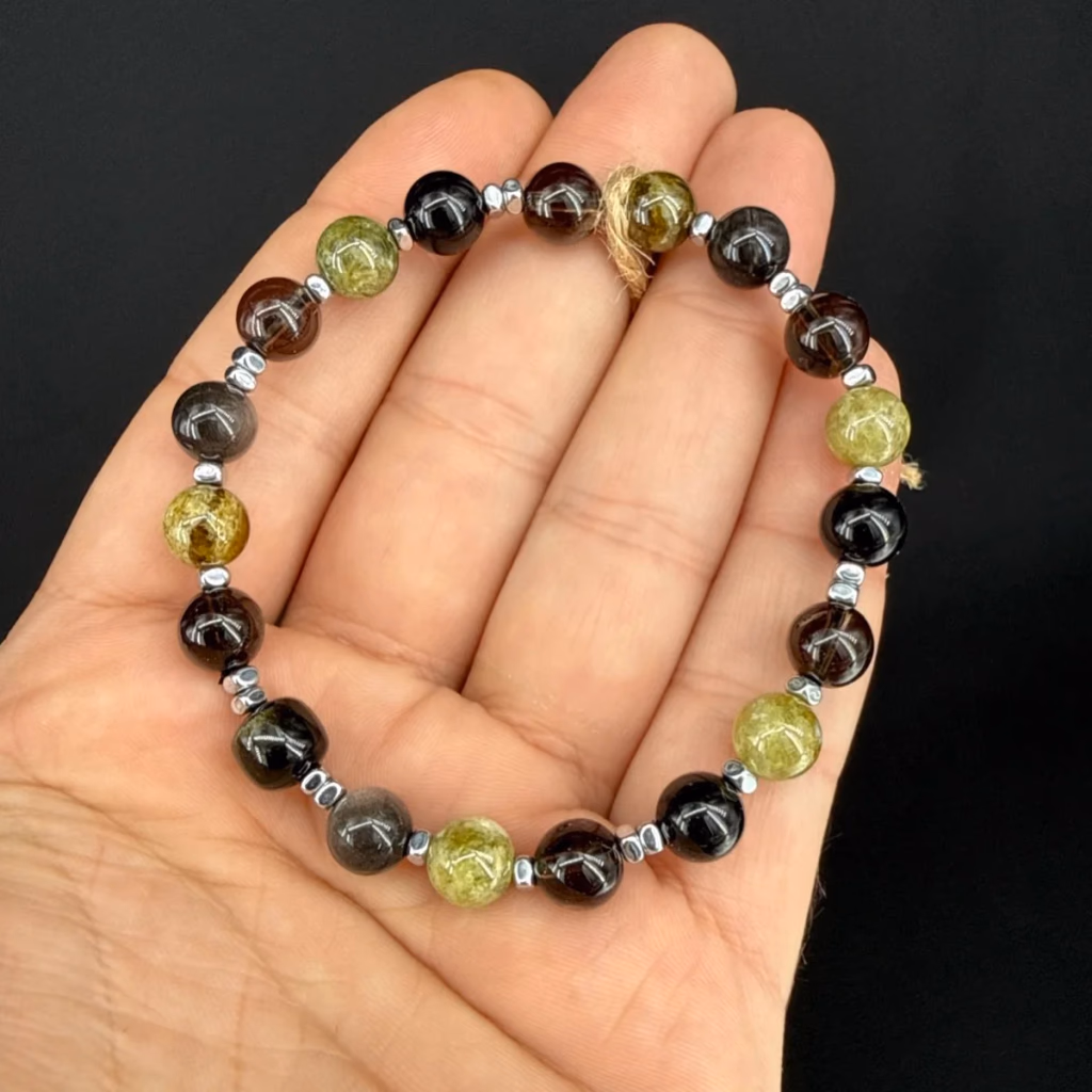 Garnet / Obsidiyen / Dumanlı Kuvars Bileklik 8 mm İncele ve Satın Al Garnet / Obsidiyen / Dumanlı Kuvars Bileklik 8 mm - Orijinal Doğal Taş ve Şifa Kristali Görsel 1