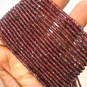 Garnet Rondela Dizi 2 mm - Orijinal Şifalı Kristal - Görsel 1
