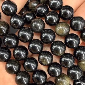 Gold Obsidiyen Dizi 10mm - Orijinal Şifalı Kristal - Görsel 1