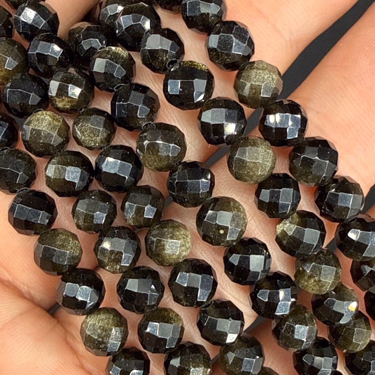 Gold Obsidiyen Dizi Faset 6mm