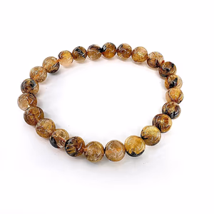 Gold Rutil Kuvars Bileklik Golden Healer 8mm - Orijinal Şifalı Kristal - Görsel 1