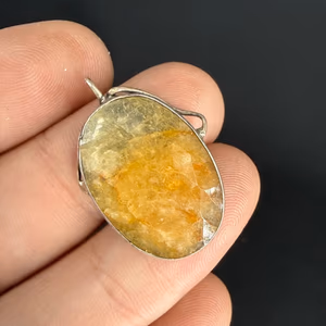 Gold Rutil Kuvars Kolye Ucu Gümüş - Orijinal Şifalı Kristal - Görsel 1