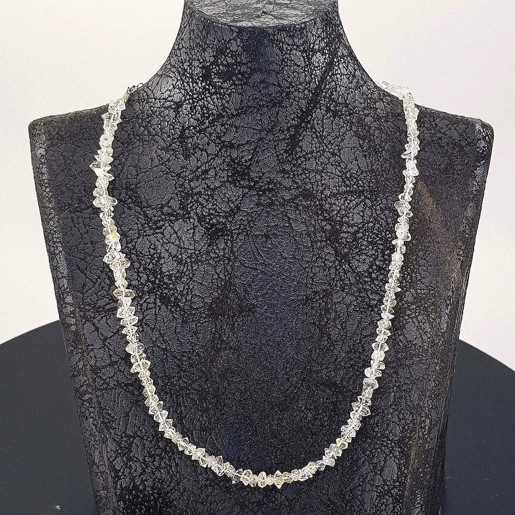 Herkimer Kuvars Çift Uçlu Doğal Kolye (Gümüş) - Orijinal Doğal Taş ve Şifa Kristali Görsel 1