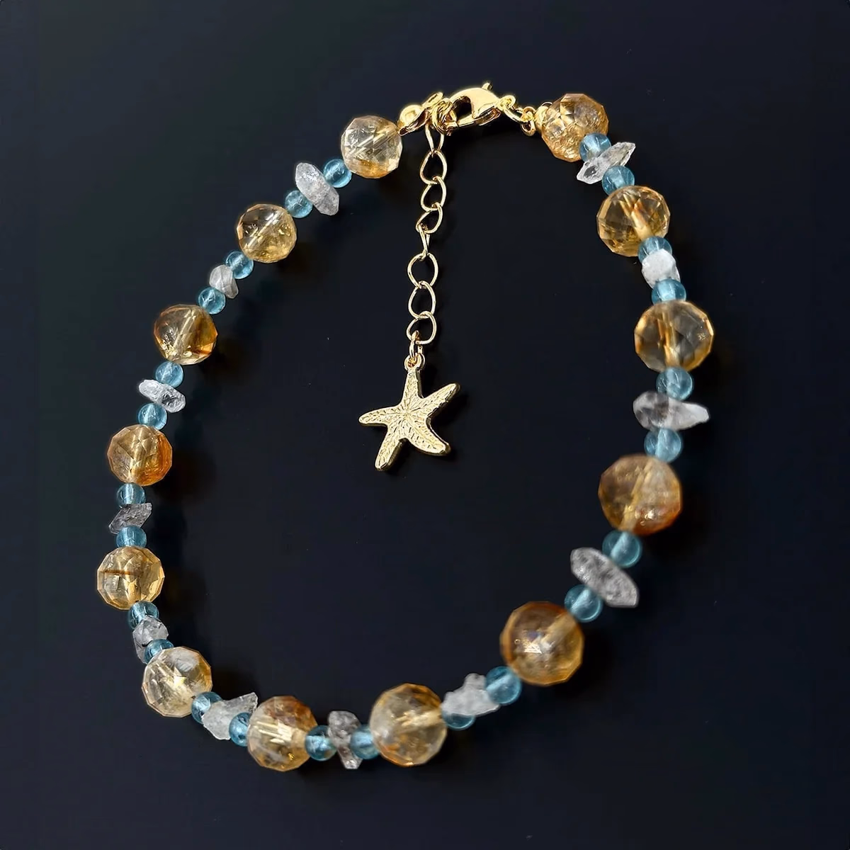 Herkimer, Topaz, Sitrin Halhal 8-3mm