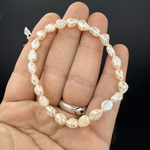 İnci Bileklik 6x8 mm - Orijinal Şifalı Kristal - Görsel 1