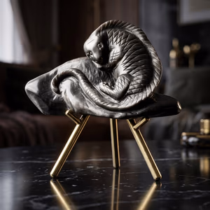 Kertenkele Silver Obsidiyen Obje - Orijinal Şifalı Kristal - Görsel 1