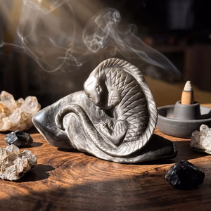Kertenkele Silver Obsidiyen Obje - Orijinal Şifalı Kristal - Görsel 2