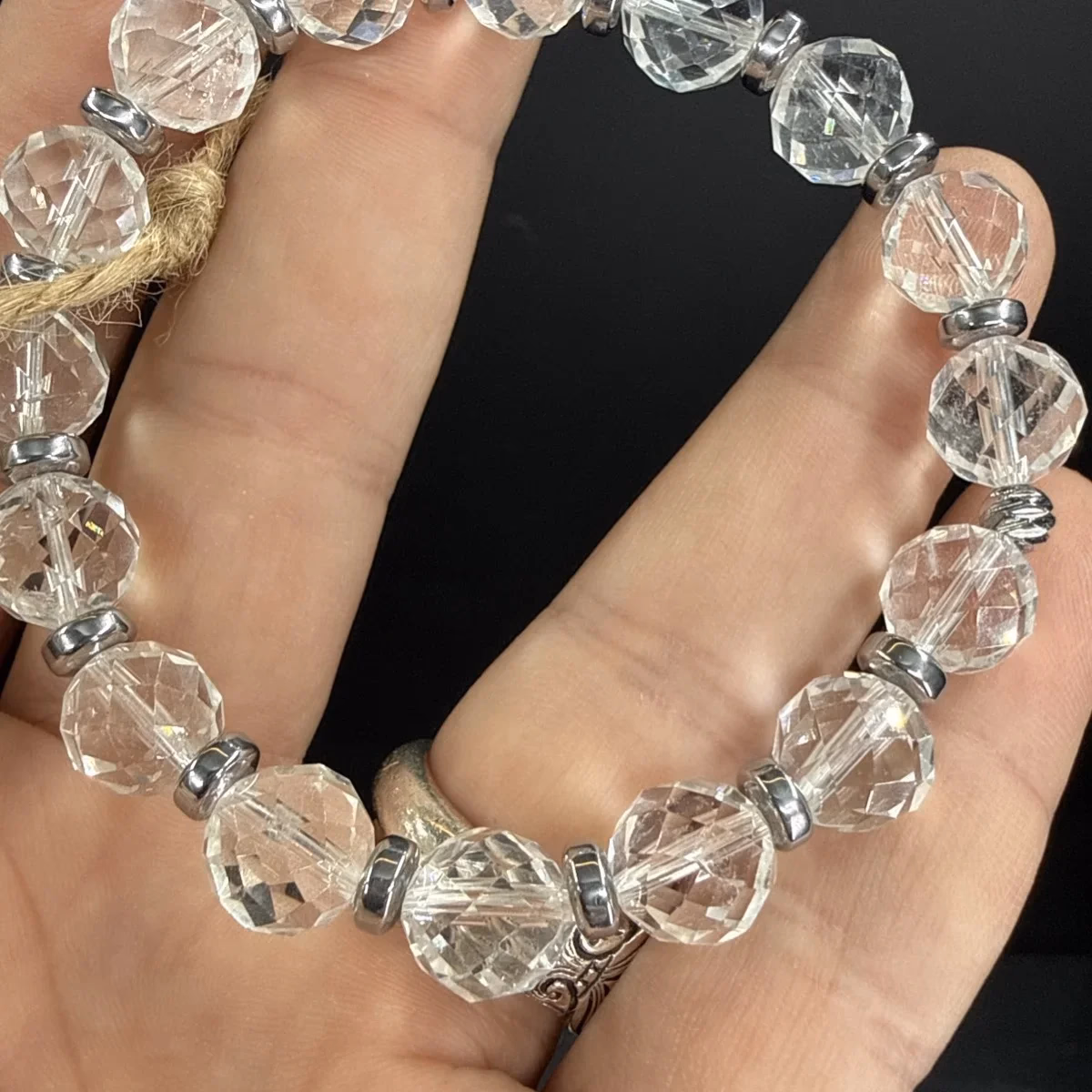 Kristal Kuvars Faset 8 mm Erkek Bileklik