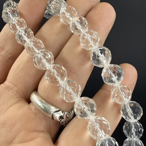 Kristal Kuvars Faset Dizi 10 mm - Orijinal Şifalı Kristal - Görsel 1