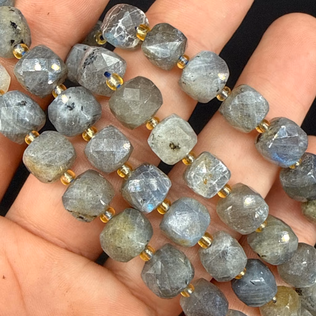Labradorit Dizi Rondela Faset 6mm AAA - Orijinal Doğal Taş ve Şifa Kristali Görsel 1