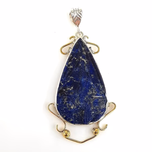 Lapis Lazuli Kolye Ucu (Gümüş) - Orijinal Şifalı Kristal - Görsel 1