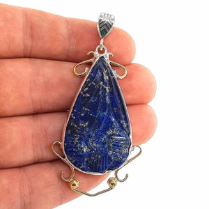 Lapis Lazuli Kolye Ucu (Gümüş) - Orijinal Şifalı Kristal - Görsel 2