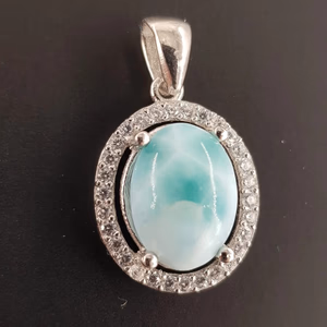 Larimar Kolye Ucu (Gümüş) - Orijinal Şifalı Kristal - Görsel 1