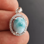 Larimar Kolye Ucu (Gümüş) Orijinal Kristal Detay Görseli 3
