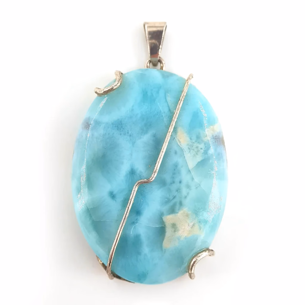 Larimar Kolye Ucu (Gümüş) İncele ve Satın Al Larimar Kolye Ucu (Gümüş) - Orijinal Doğal Taş ve Şifa Kristali Görsel 1