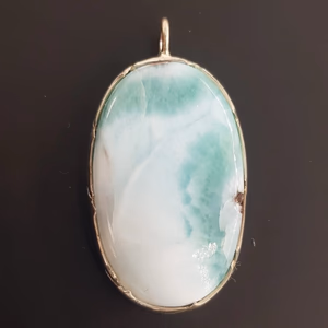 Larimar Kolye Ucu (Gümüş) - Orijinal Şifalı Kristal - Görsel 1