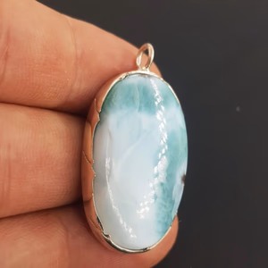 Larimar Kolye Ucu (Gümüş) - Orijinal Şifalı Kristal - Görsel 2