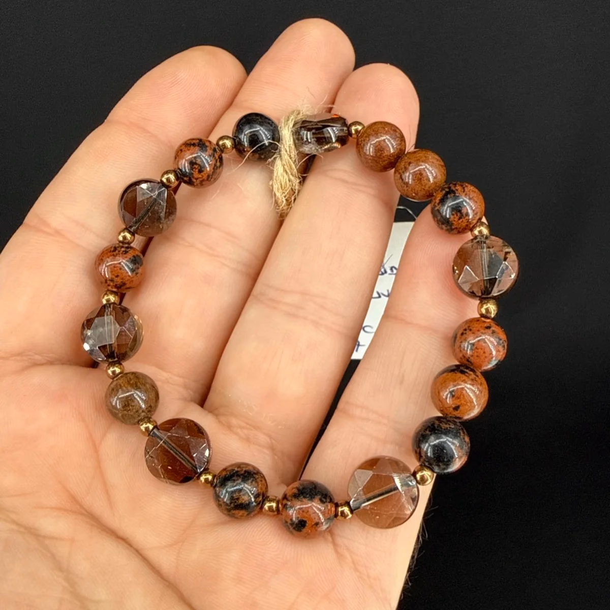 Mahogany Obsidiyen / Dumanlı Kuvars Bileklik 8 mm