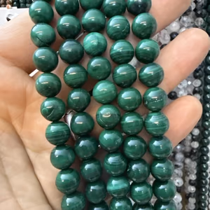 Malakit Dizi 10 mm - Orijinal Şifalı Kristal - Görsel 1
