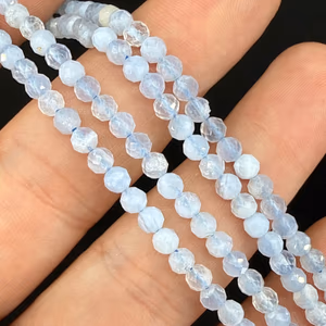 Mavi Kalsedon Dizi Faset 3mm - Orijinal Şifalı Kristal - Görsel 1
