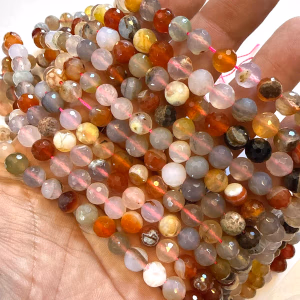Mix Akik Dizi Faset 8 mm - Orijinal Şifalı Kristal - Görsel 1