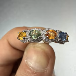 Multi Safir Yüzük Gümüş Orijinal Kristal Detay Görseli 5