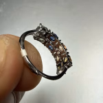 Multi Safir Yüzük Gümüş Orijinal Kristal Detay Görseli 3