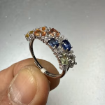 Multi Safir Yüzük Gümüş Orijinal Kristal Detay Görseli 4