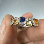 Multi Safir Yüzük Gümüş Orijinal Kristal Detay Görseli 2