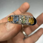 Multi Safir Yüzük Gümüş Orijinal Kristal Detay Görseli 3