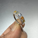 Multi Safir Yüzük Gümüş Orijinal Kristal Detay Görseli 4