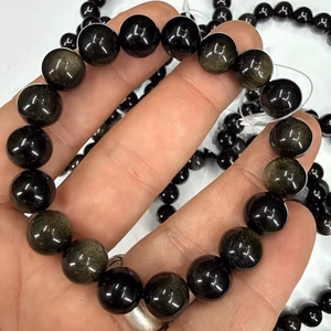 Obsidiyen Bileklik 10mm - Orijinal Şifalı Kristal - Görsel 1