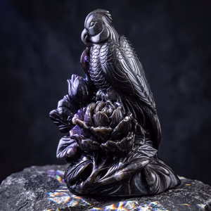 Papağan Silver Obsidiyen Obje - Orijinal Şifalı Kristal - Görsel 1
